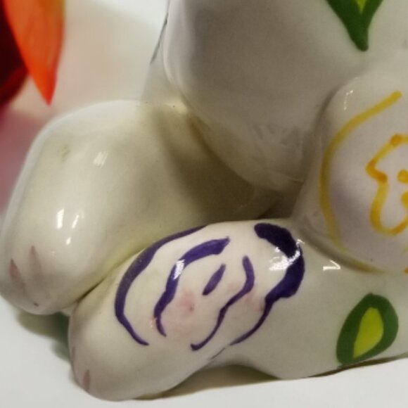 Whimsical White Cat Figure Colorful Swirls Signed By Amy LaCombe Annaco 2001 - Picture 10 of 13